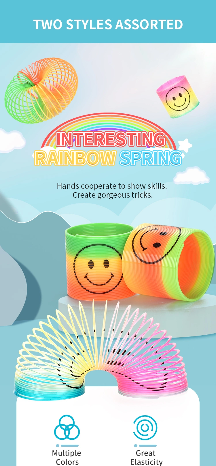 Rainbow Spring Toy Assortment (Pack of 12) Mini Plastic Coil Spring Toy Bright Colors and Shapes Rainbow Magic Spring for Kids