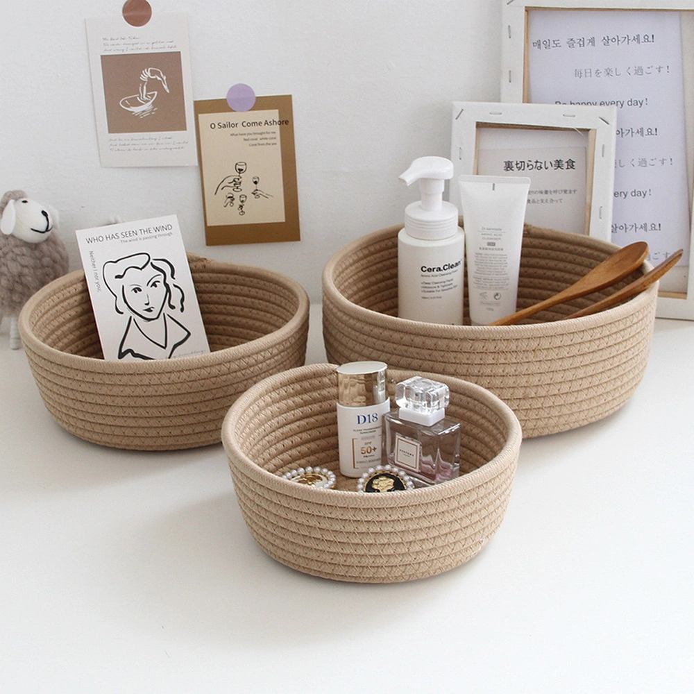 Nordic Cotton Rope Storage Baskets Woven Desktop Sundries Kids Toys Organizer Box Baby Dirty Clothes Laundry Basket Hamper